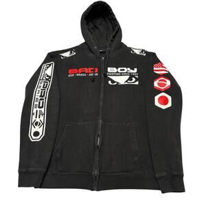 Bad Boy Stamp Walkout Full Zip Hoodie Men's Large MMA Brazil USA Japan